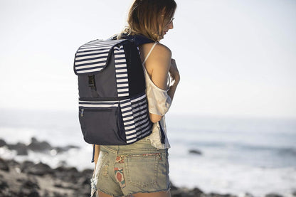 Picnic Time Zuma Insulated Cooler Backpack, Navy/White Stripes