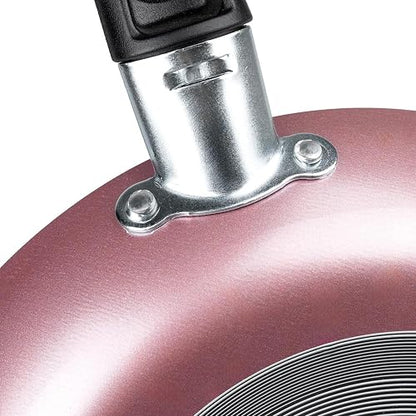 Ekco | Batería de Cocina Serum 19 Piezas de Aluminio Antiadherente Rosa | Revestimiento antiadherente, Cocción uniforme, Fácil limpieza, Uso diario, Calentamiento rápido, Mangos y asas de baquelita