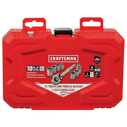 CRAFTSMAN - Juego de herramientas mecánicas, métrico, unidad de 3/8 pulgadas, 10 piezas (CMMT34564)