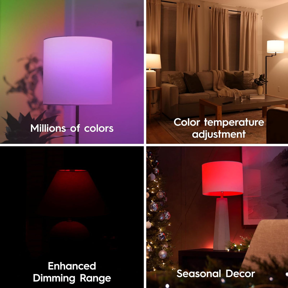 GE Cync - Bombillas LED inteligentes A19, decoración de habitación, luces WiFi estéticas que cambian de color, foco LED interior, compatible con Alexa y Google (paquete de 2)