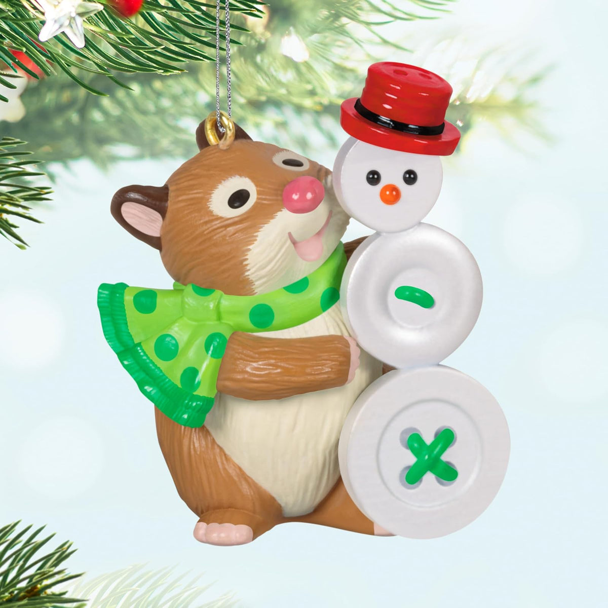 Hallmark - Adorno de Navidad 2024, Bonito como botón, Regalo para Amantes de los Animales
