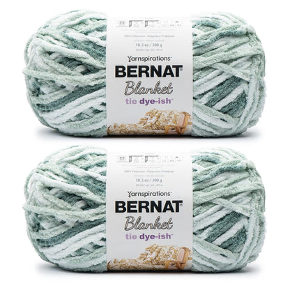 Bernat Blanket Tie Dye-Ish Mossy Hills - 2 paquetes de 10.5 oz/300 g - Poliéster - #6 Super voluminoso - 220 yardas - tela y ganchillo