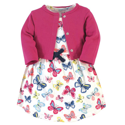 Touched by Nature Vestido y cárdigan de algodón orgánico Vestido Informal para Bebé-Niñas