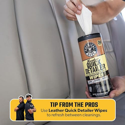 Chemical Guys HOL303 Kit Limpiador y Acondicionador de Cuero para Interiores, Muebles y Botas, 9 Piezas