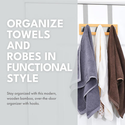 Bamboo Stainless Steel Towel Door Hooks (3 Hook)