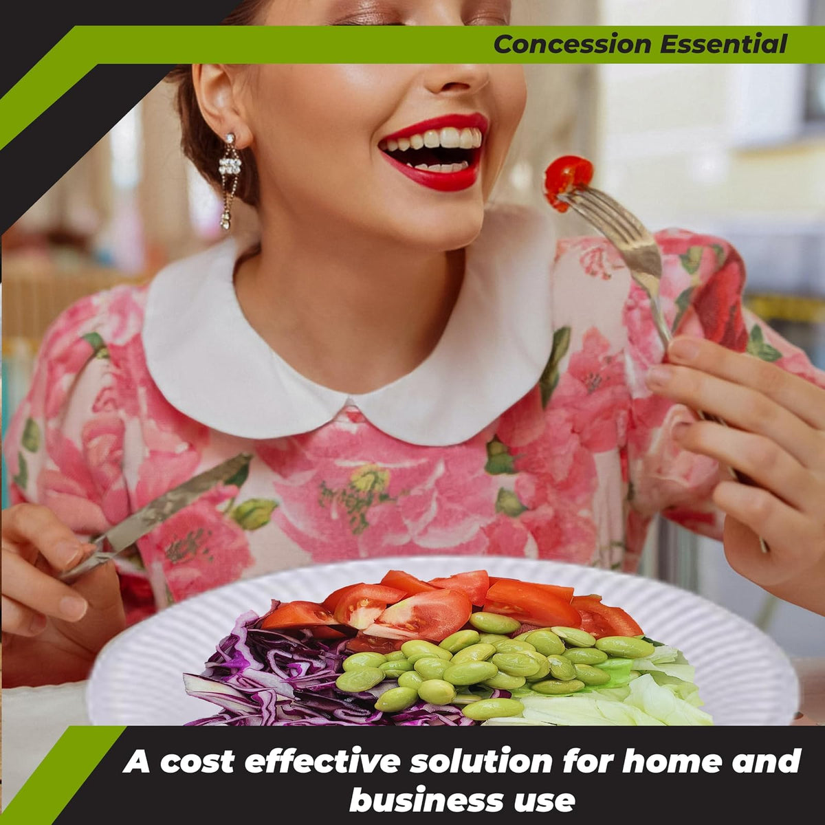 Concession Essentials - Plato de papel de 9 pulgadas sin revestimiento, color blanco, 200 unidades