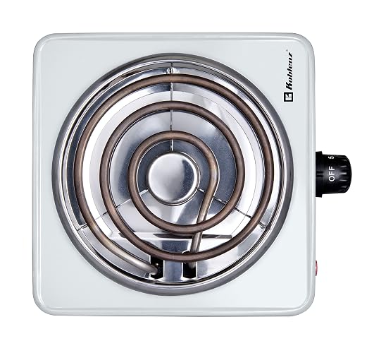Parrilla eléctrica Koblenz de 1 Quemador de Espiral para Mejor Distribución de Calor, Termostado de Seguridad, 5 Niveles de Calentamiento, Indicador Luminoso, Calentamiento Rápido, modelo PEKM-1000 EG