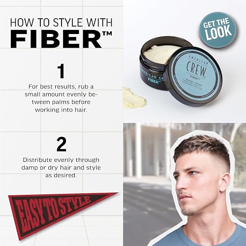 American Crew Fiber, 3 Oz, Fibra para Cabello | Fijación fuerte, brillo suave, acabado mate, cera para cabello liso a ondulado, fácil de lavar
