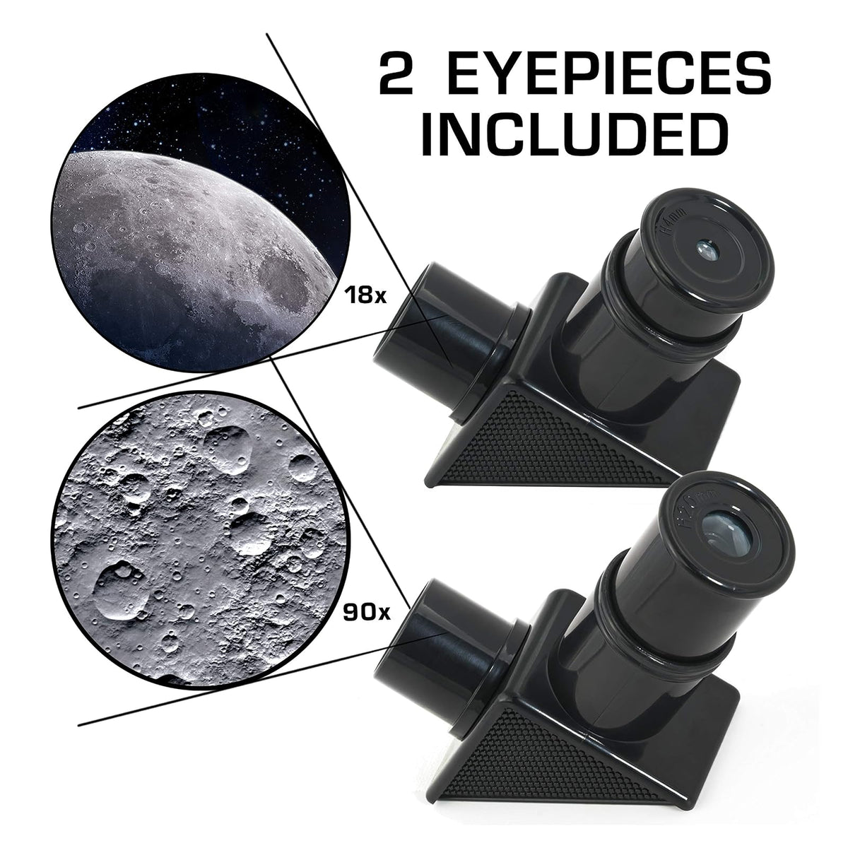 NASA Telescopio lunar para niños – Aumento de 90x, incluye dos oculares, trípode de mesa y alcance del buscador