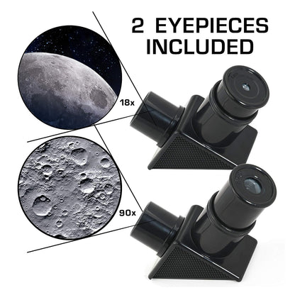 NASA Telescopio lunar para niños – Aumento de 90x, incluye dos oculares, trípode de mesa y alcance del buscador