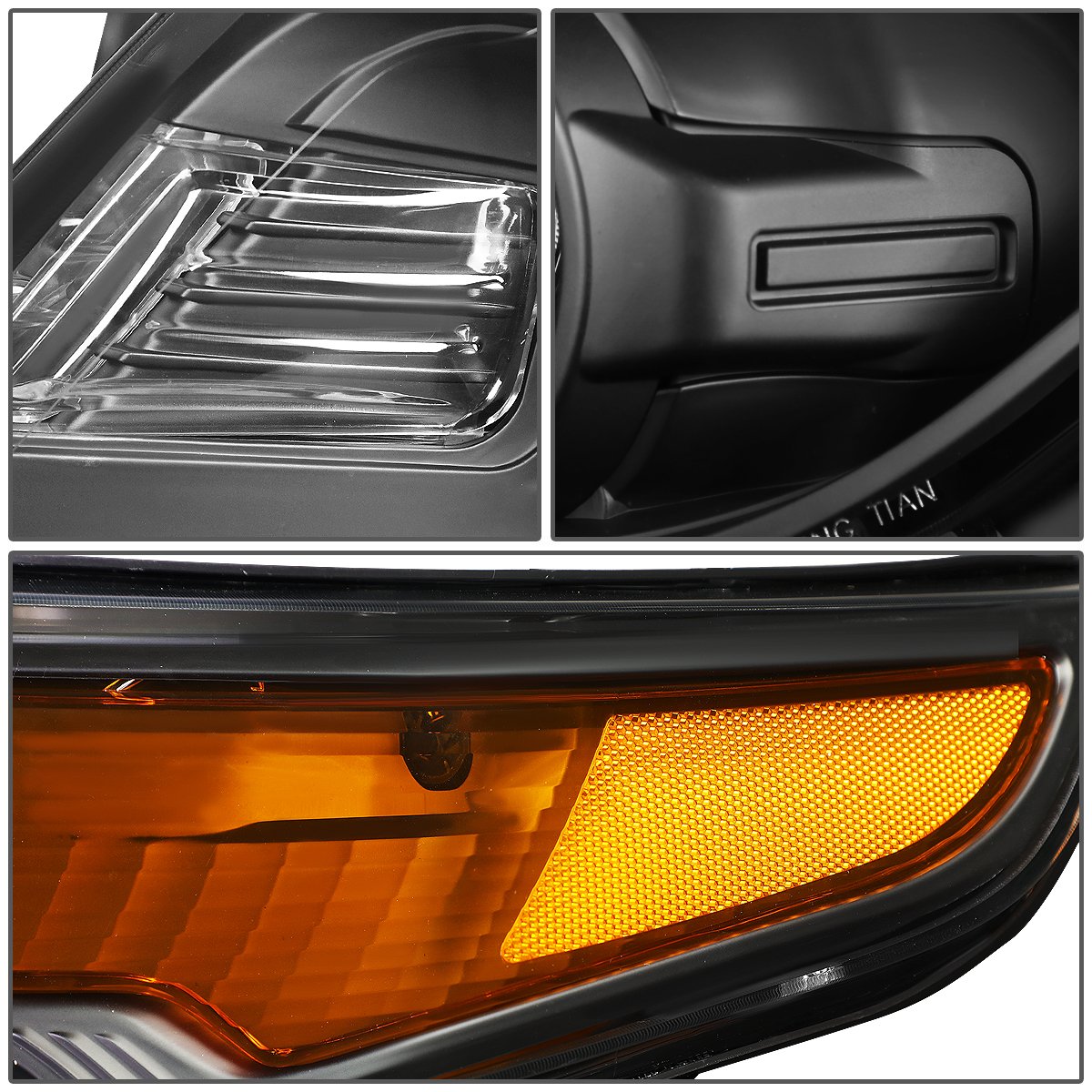 DNA Motoring Conjunto de Faros Proyectores, Negro/Ámbar HL-OH-FEXP11-BK-AM