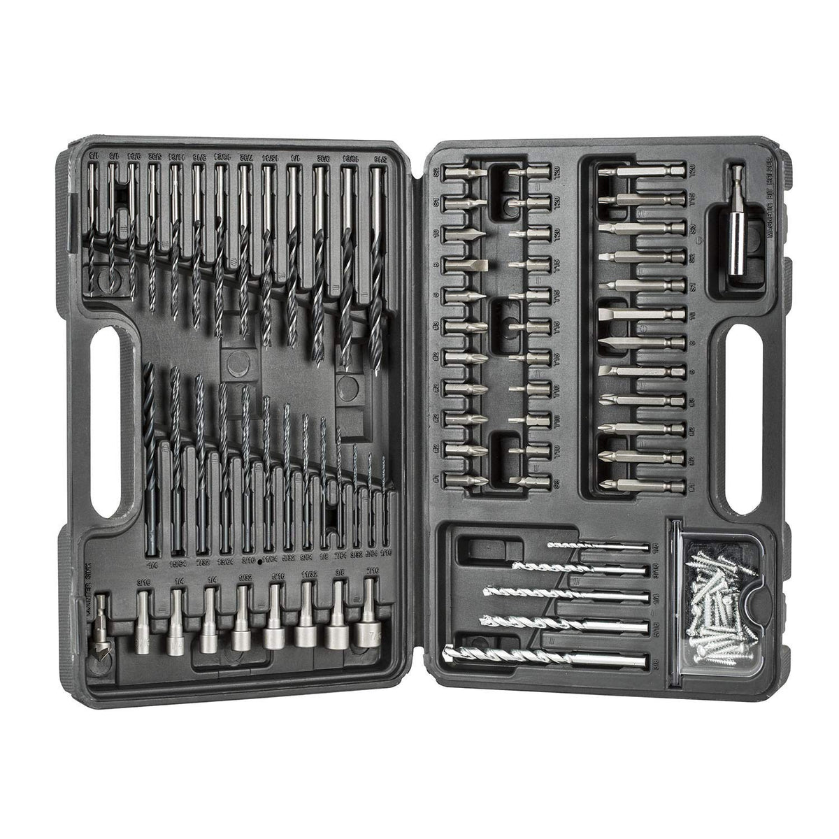 BLACK+DECKER Juego de brocas y puntas 109 piezas, ideal para madera, metal, plástico y mampostería, incluye estuche (BDA91109)
