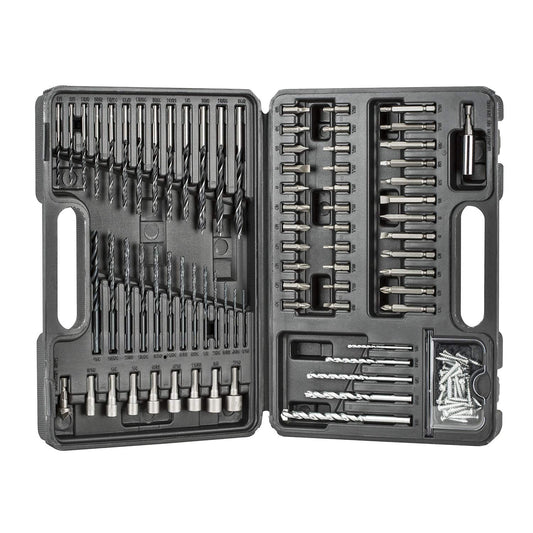 BLACK+DECKER Juego de brocas y puntas 109 piezas, ideal para madera, metal, plástico y mampostería, incluye estuche (BDA91109)