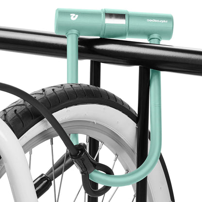 Retrospec Lookout - Candado para bicicleta con bloqueo en U de acero endurecido de 14 mm y cable de seguridad de 4 pies, protección antirrobo para de montaña y eléctricas