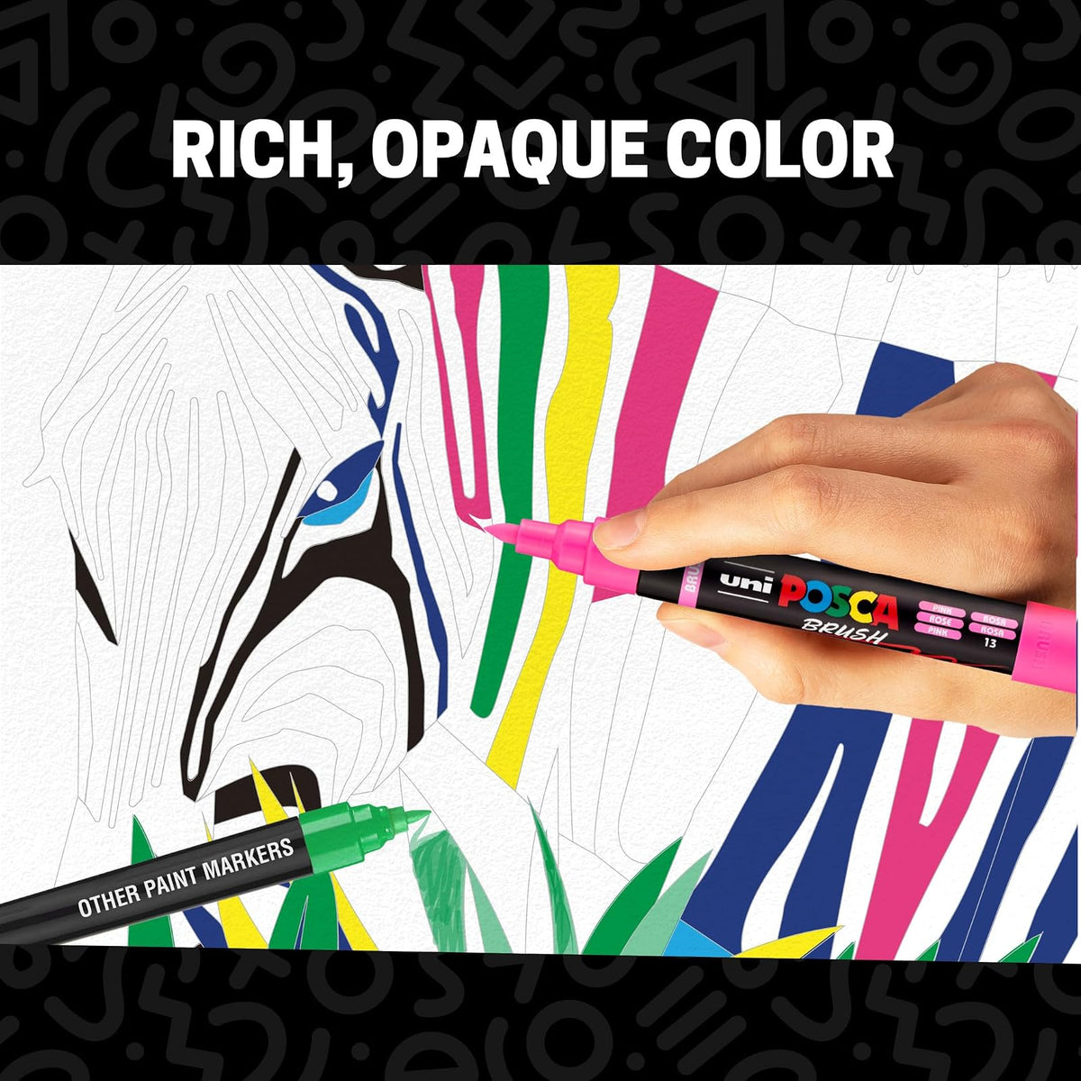 POSCA® PC-5BR - Marcadores de pintura con punta de pincel, juego de 8 | Tamaño de la punta: 1.0-4.0 mm, bolígrafos opacos a base de agua para letras, caligrafía, colorear, manualidades y proyectos