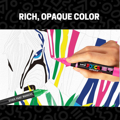 POSCA® PC-5BR - Marcadores de pintura con punta de pincel, juego de 8 | Tamaño de la punta: 1.0-4.0 mm, bolígrafos opacos a base de agua para letras, caligrafía, colorear, manualidades y proyectos