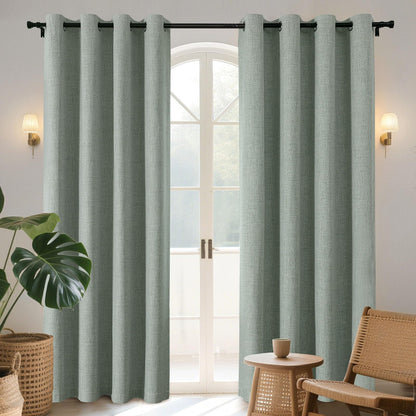 Joydeco Cortinas Opacas de Lino Sintético, 2 Paneles - Verde salvia - 132An x 183Al cm (2 Paneles)