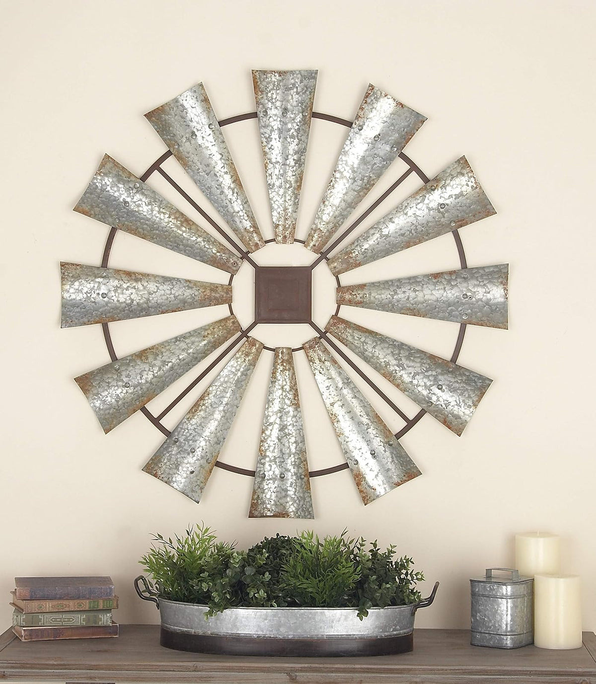Decoración de Pared de Metal, 109 x 58 cm, Color Dorado, Rústico, Gris/Negro, 40" x 40", 1, 1