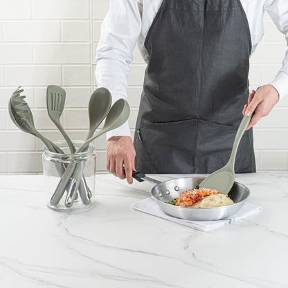Restaurantware-Met Lux Juego de utensilios de cocina, 1 juego de utensilios de silicona, 6 piezas por juego, alta tolerancia al calor, utensilios de cocina de silicona verde, para utensilios de cocina