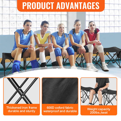 VEVOR Banco Deportivo Plegable portátil de 6 Asientos, Silla de Camping para Exteriores con Bolsa de Transporte