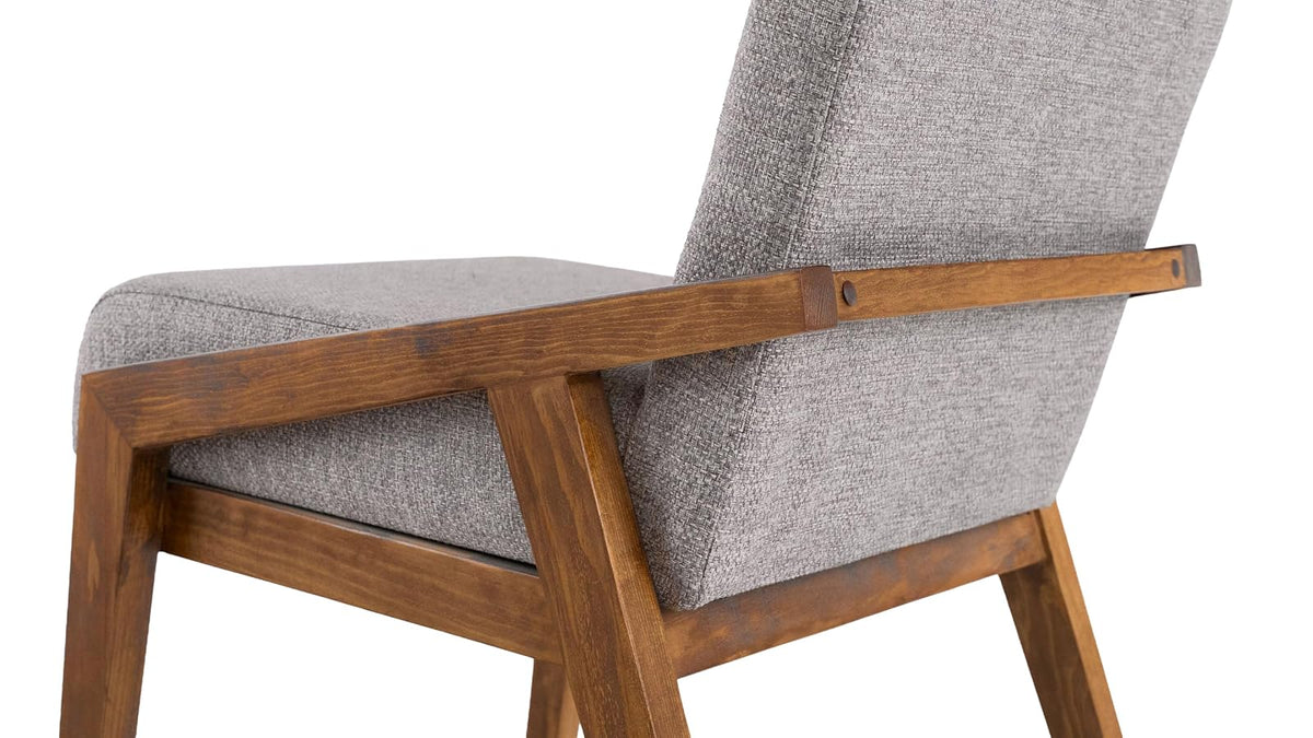 TUGOW Silla de Comedor Tapizada Color Gris y Nogal - Madera de Pino y Tapíz