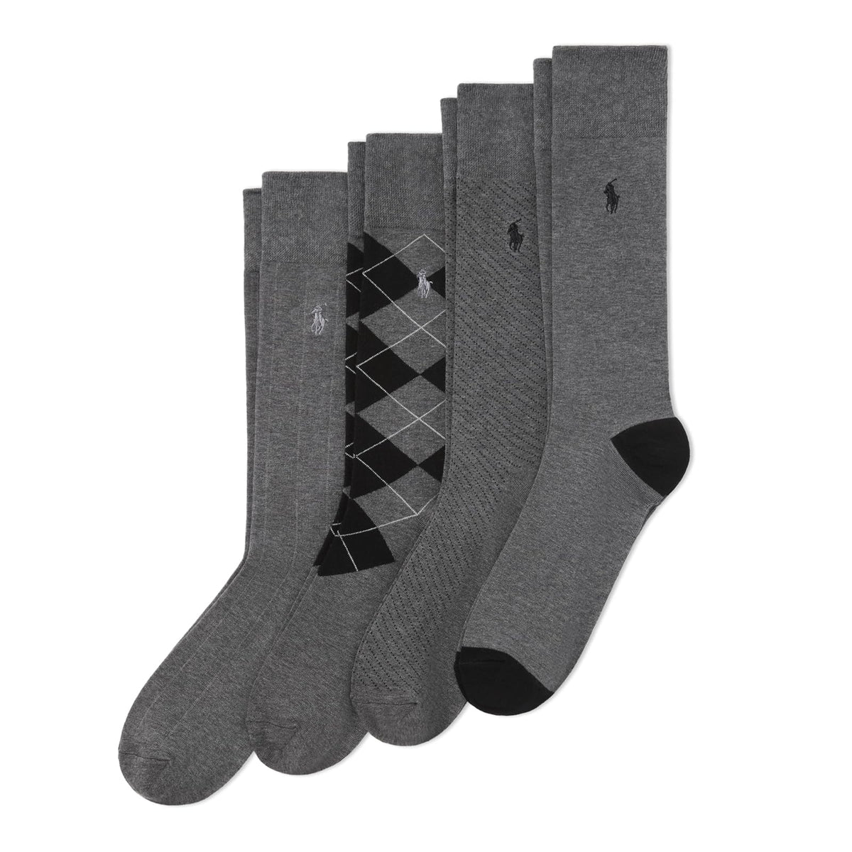 Polo Ralph Lauren Men's Socks Calcetines de cuello redondo con patrón surtido Calcetines de cuello redondo con patrón surtidopara hombre - 6-12.5 - Gris