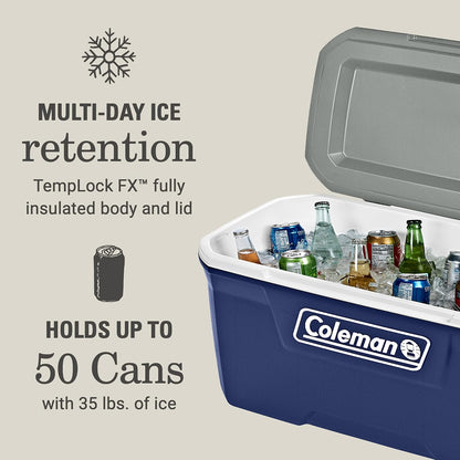 Coleman Classic Series - Enfriador portátil con Aislamiento, Resistente a Fugas para Exteriores, Mantiene el Hielo hasta 5 días, 52/70/120/150 Cuartos de galón