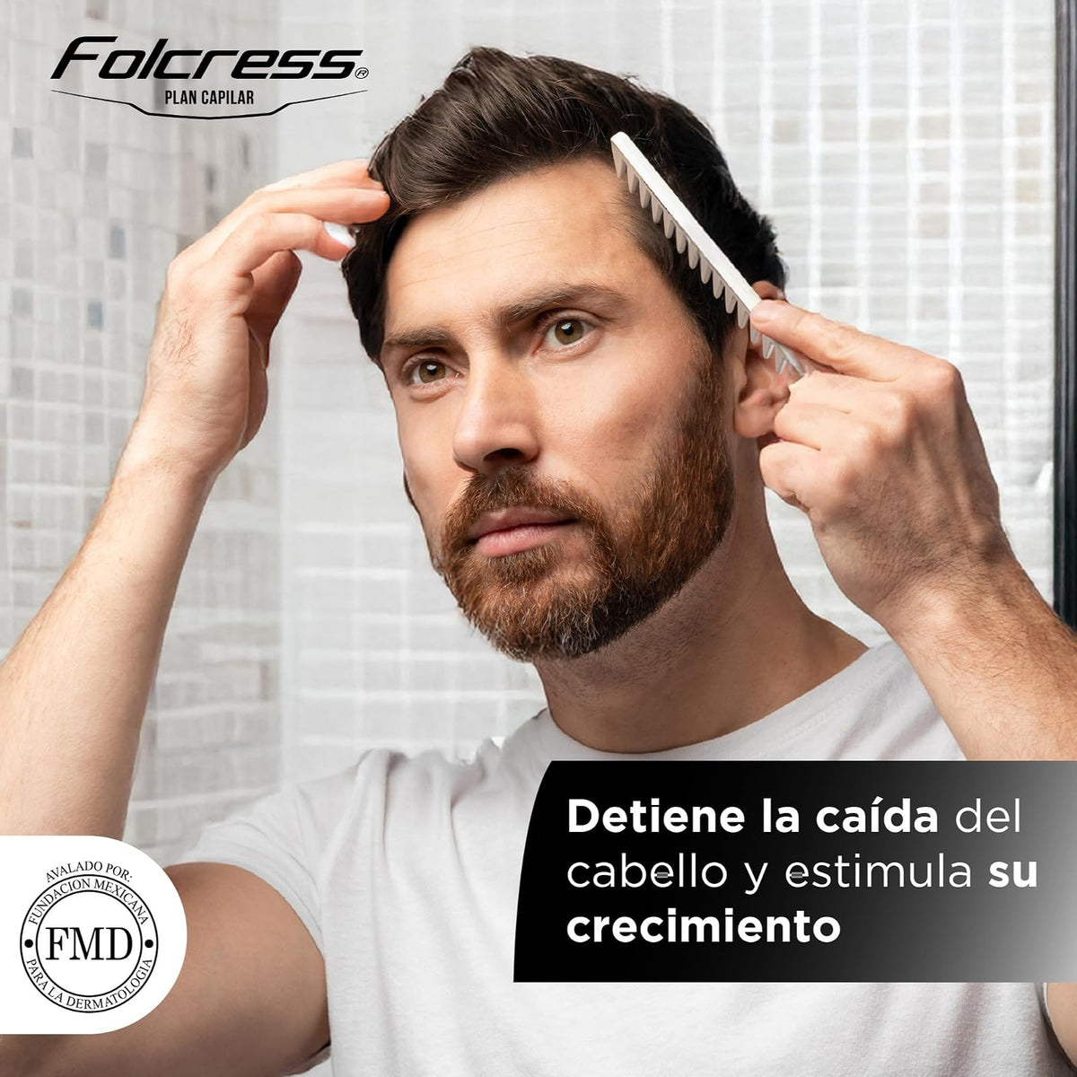 Folcress Solución Minoxidil 5% - Tratamiento Anticaída para Hombres, Estimula el Crecimiento Capilar, Cuidado del Cabello - 60 ml