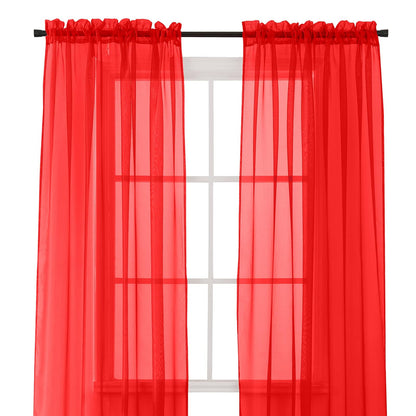 Elegant Comfort Cortinas Transparentes 2 Piezas, con Bolsillo para Barra - 152.4An x 213.4Al cm (2 Paneles) - Rojo