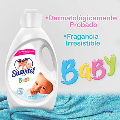 Suavitel Complete Suavizante de Telas Acqua 2.8 L + Suavizante de Ropa Cuidado Superior Bebé Antibacterial, 3 L