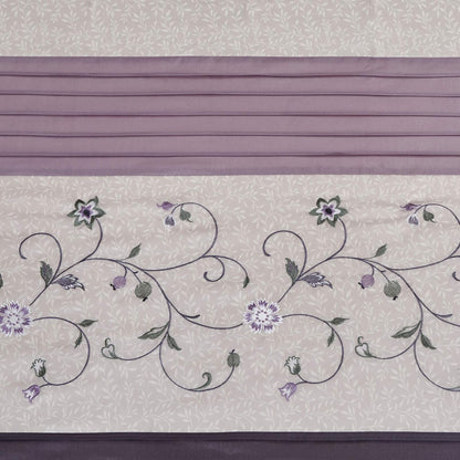 Serene Faux Silk Embroidered Floral Shower Curtain Purple 72x72" | Añade privacidad, lavable a máquina, patrón floral, certificado OEKO-TEX