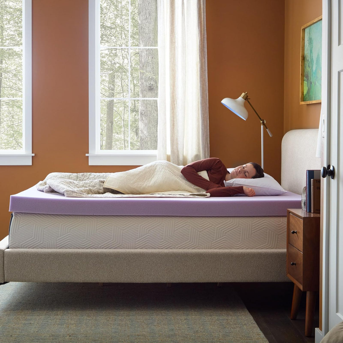 Lucid - Colchoneta de Memory Foam con Infusión de Lavanda - Sobrecolchón Ventilado de 10 cm - Topper para Colchón Refrescante - Sensación Suave y Acolchada - Alivia Puntos de Presión - Queen