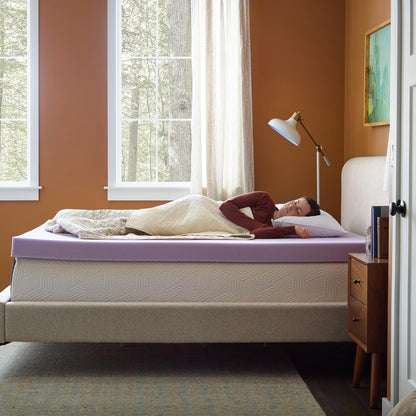 Lucid - Colchoneta de Memory Foam con Infusión de Lavanda - Sobrecolchón Ventilado de 10 cm - Topper para Colchón Refrescante - Sensación Suave y Acolchada - Alivia Puntos de Presión - Queen