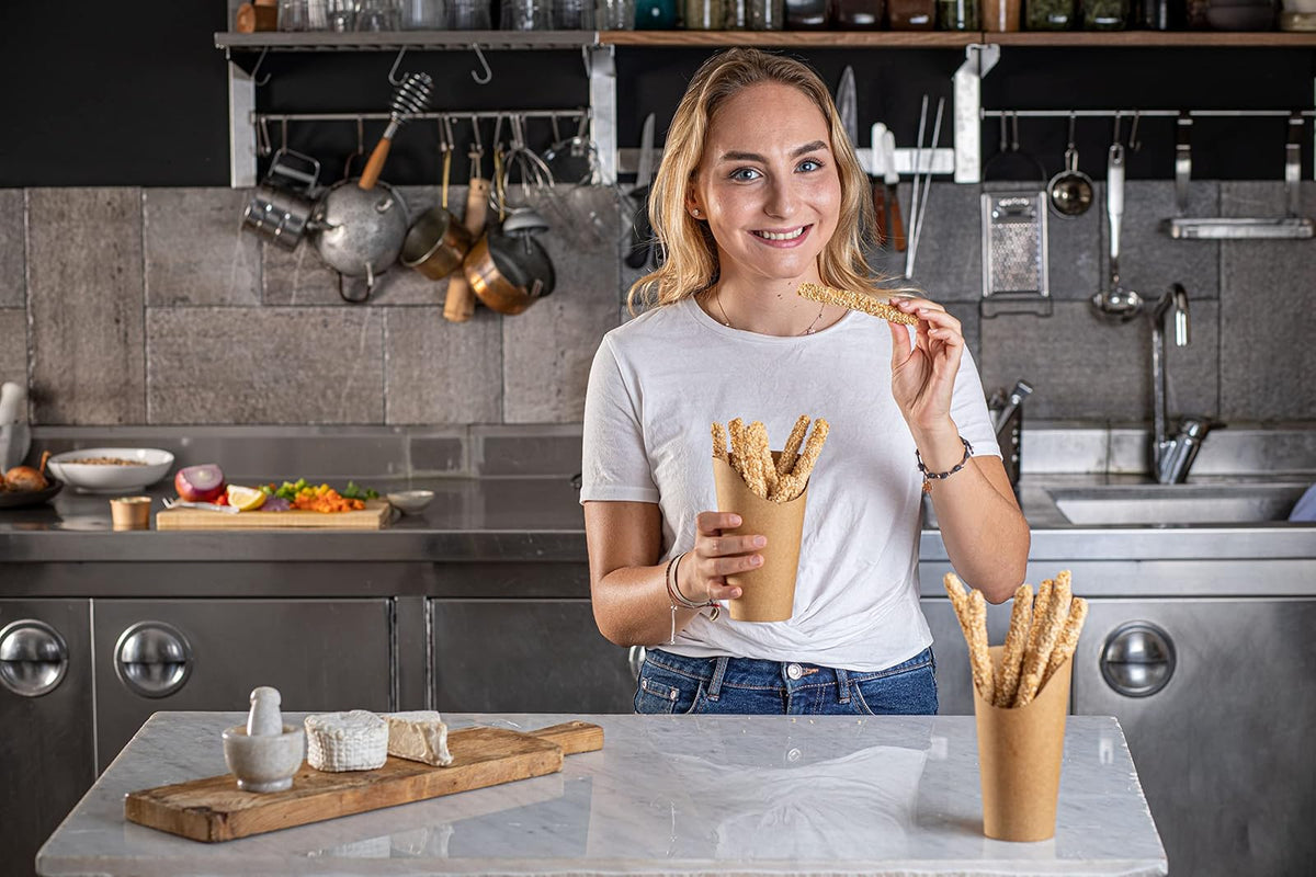PacknWood Envase Kraft para Burritos / Wraps - 155.92G / A: 119.38 mm - Diámetro 76.2 mm, 1200 por caso