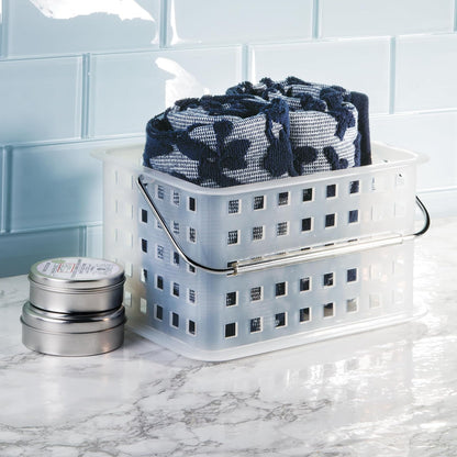 InterDesign Canasta de SPA, Pequeño, Frost (Blanco) | Con asa, portátil, para recámara o baño