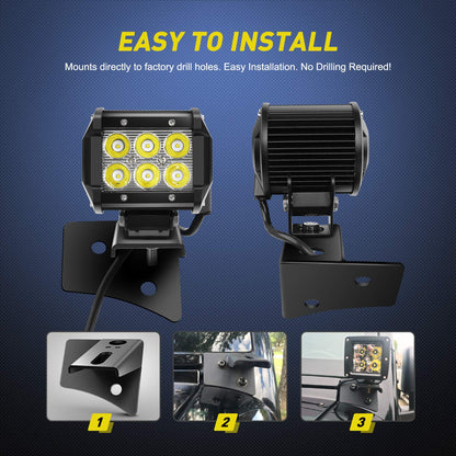 Nilight 90026B Soportes Montaje Bisagra Parabrisas Columna Luz Trabajo Halógena Niebla LED Todoterreno Negro 2 Piezas