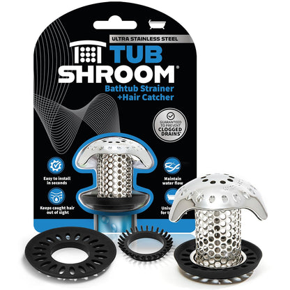 TubShroom - Protector de Drenaje de Tina ultrarrevolucionario para el Cabello, colador/Caja de Acero Inoxidable, Paquete Individual - Acero inoxidable individual