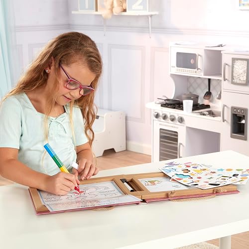 Melissa & Doug Natural Play: Juega-Dibuja-CREA Kit Reutilizable para Dibujo e Imanes – Princesas (54 Imanes, 5 Marcadores de Borrado En Seco) - Materiales Acreditados por el FSC