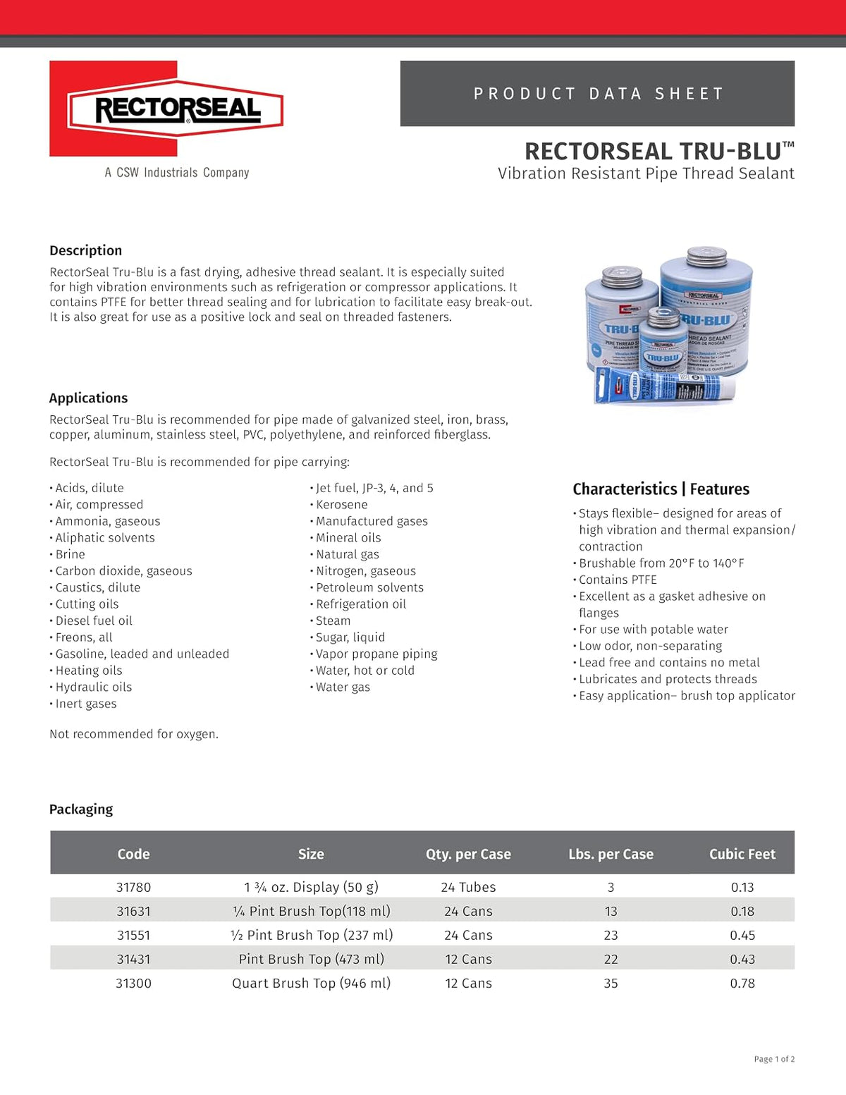 RECTORSEAL CORPORATION Rectorseal 4-oz. Tru-Blu Pipe Thread Sealant