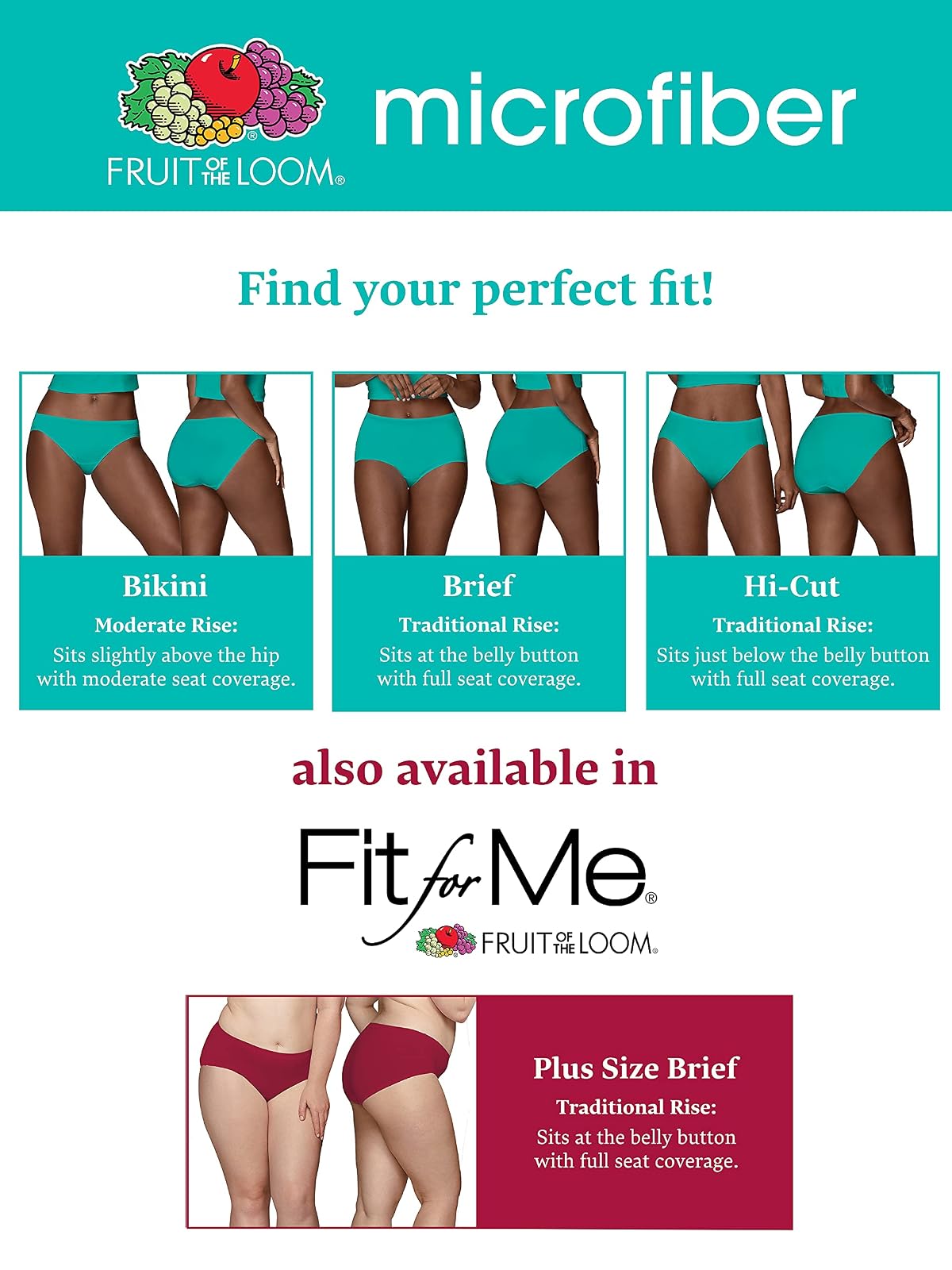 Fruit of The Loom Plus Size Underwear, Fit for Me, Designed to Fit Your Curves Ropa Interior Mujer