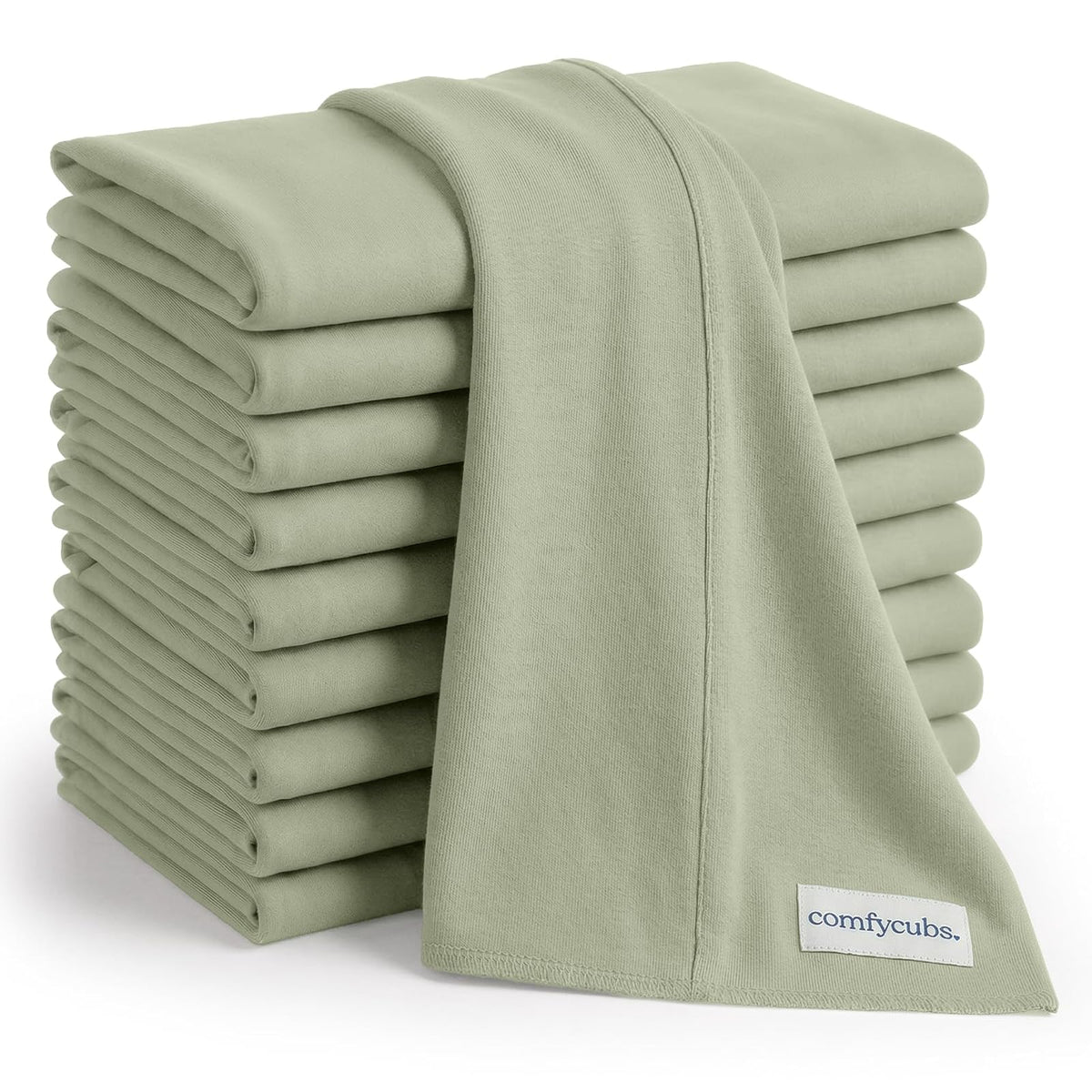 Comfy Cubs Pañitos para Eructar de Algodón para Bebé, 10 Piezas, Mora - Salvia - Pack of 10