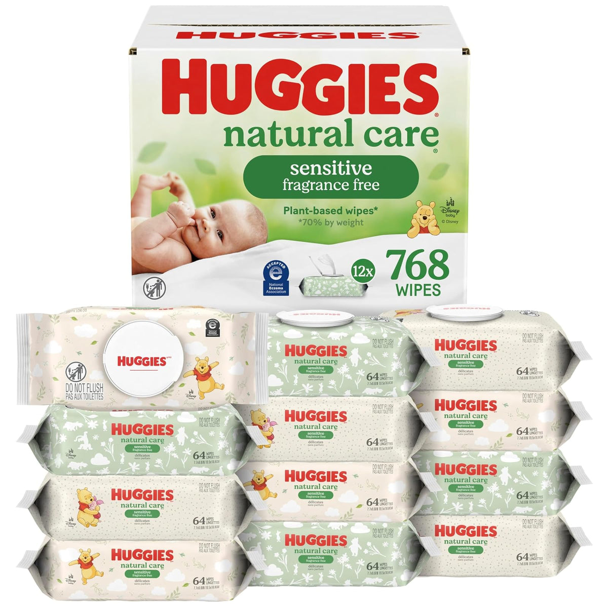 Huggies Natural Care Unscented Baby Wipes, Sensitive, 768 Count