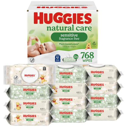 Huggies Natural Care Unscented Baby Wipes, Sensitive, 768 Count