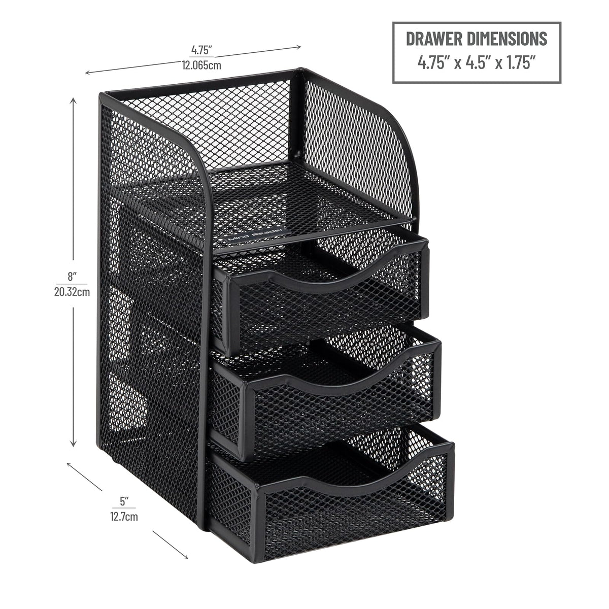 Betesh Mind Reader Desktop Accessory Storage, Paper Binder Clip Basket, Workspace, Office, Metal Mesh, 4.75" L x 5" W x 8" H, Black