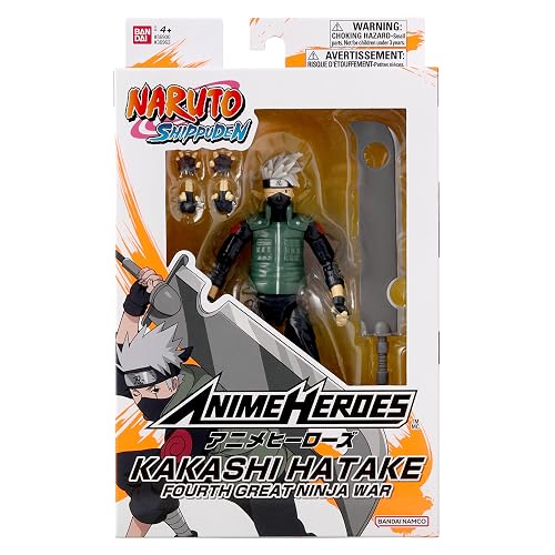 ANIME HEROES – Naruto Hatake Kakashi – Figura Articulada 6.5” Cuarta Gran Guerra Ninja, Detalle Premium y Manos Intercambiables, Ideal para Fans y Coleccionistas