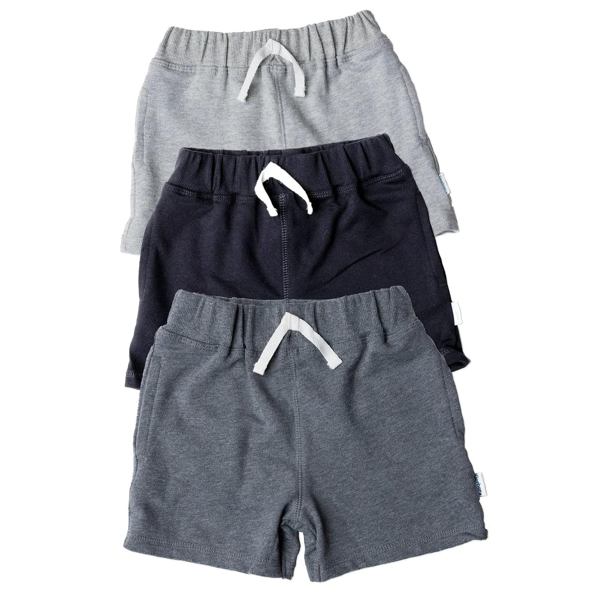 Gerber Paquete de 3 Pantalones Cortos para Bebé - Gris y negro - 6-9 Meses