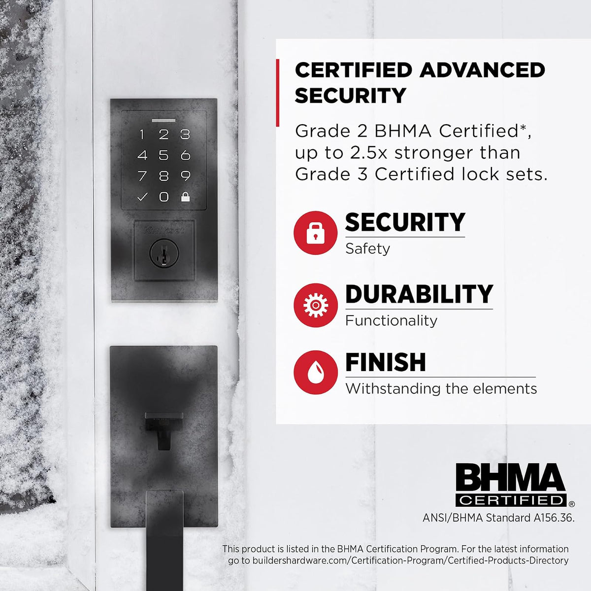 Kwikset SmartCode 270 Cerradura Electrónica | Negro mate, bloqueo automático, hasta 50 códigos, batería 12 meses