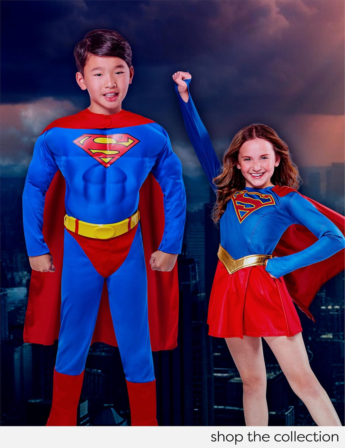 Super DC Heroes Deluxe - Disfraz de Superman en el pecho muscular, niño pequeño