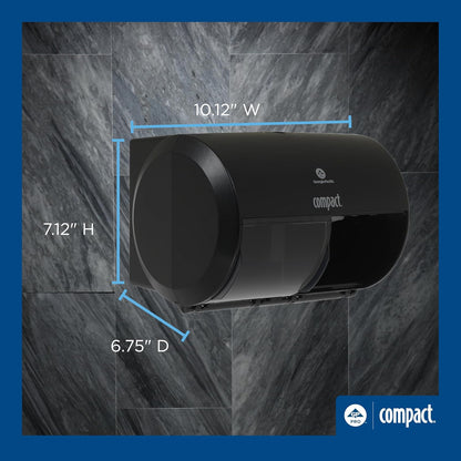 Georgia-Pacific Compact Side-by-Side Double Roll Toilet Paper Dispenser, 56784A, Black