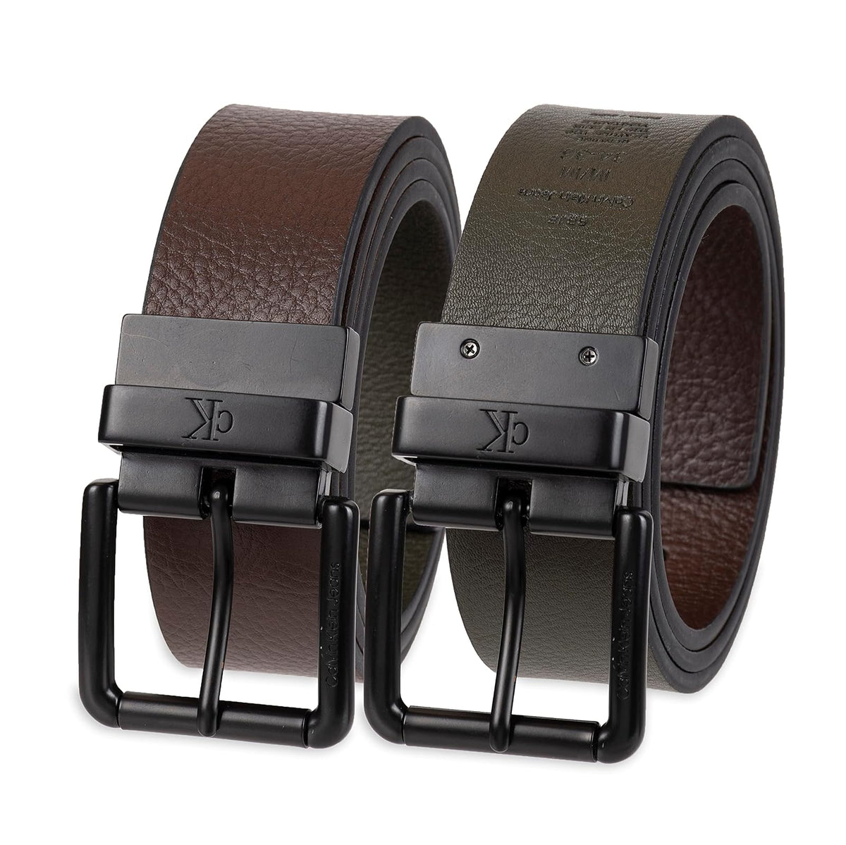 Calvin Klein Two-in-one Reversible Rotative Buckle Casual Dress Belt Cinturón Hombre - Medium - marrón